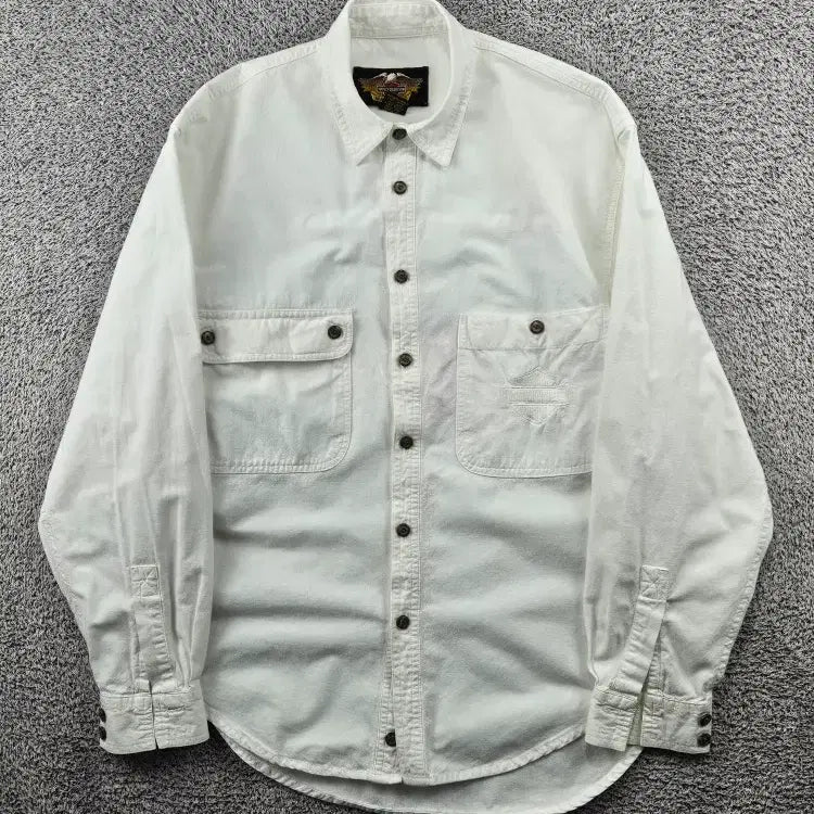 [BUNJANG] Harley-Davidson Bar &amp; Shield Pocket White Shirt (S) / 할리데이비슨 바앤실드 포켓 화이트 셔츠 ( S ) / 11494