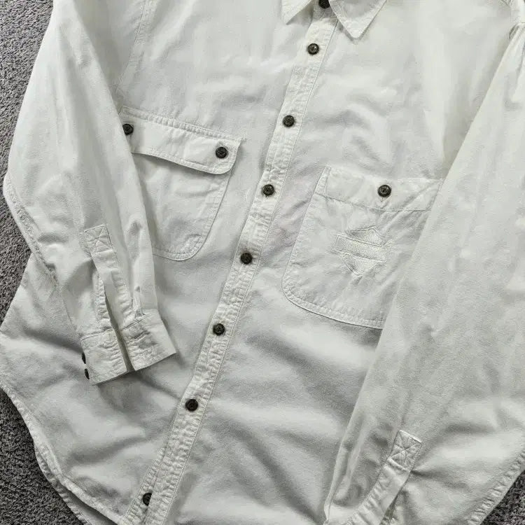 [BUNJANG] Harley-Davidson Bar &amp; Shield Pocket White Shirt (S) / 할리데이비슨 바앤실드 포켓 화이트 셔츠 ( S ) / 11494