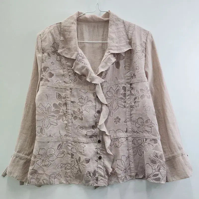 [BUNJANG] Vintage Floral Frill Detail Spring Jacket / 빈티지 페미닌 프릴디테일 플라워 봄자켓