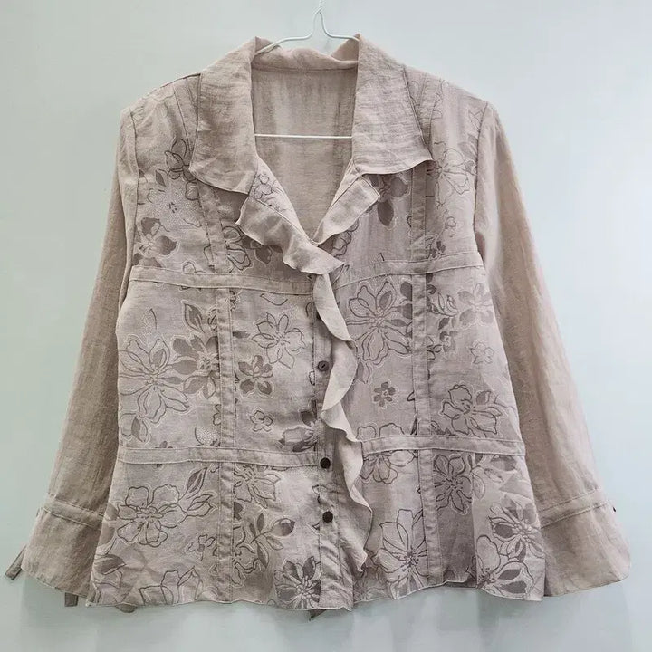 [BUNJANG] Vintage Floral Frill Detail Spring Jacket / 빈티지 페미닌 프릴디테일 플라워 봄자켓