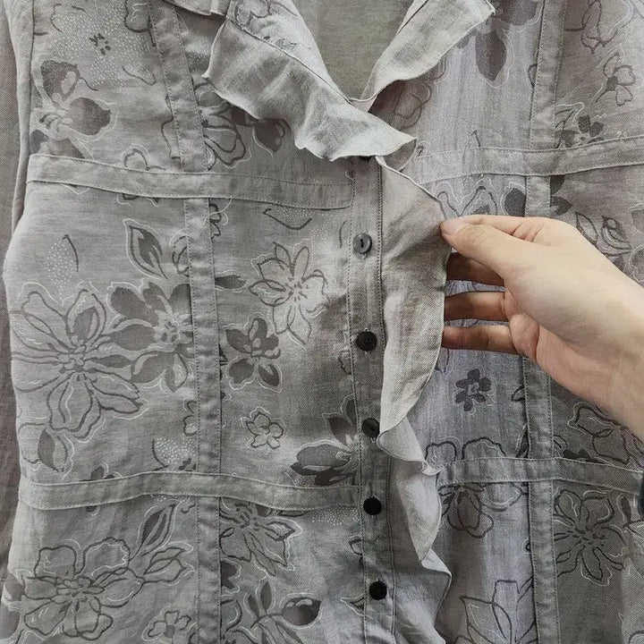 [BUNJANG] Vintage Floral Frill Detail Spring Jacket / 빈티지 페미닌 프릴디테일 플라워 봄자켓