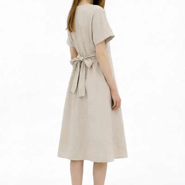 [SOLD OUT] [마리끌레르] 베이지 린넨 롱원피스