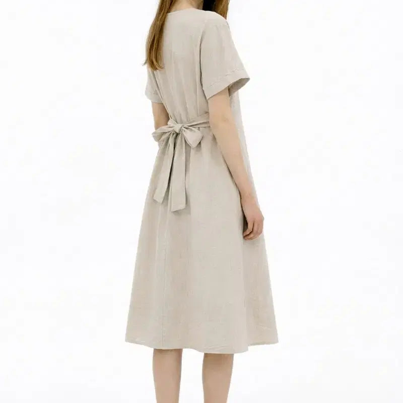 [SOLD OUT] [마리끌레르] 베이지 린넨 롱원피스