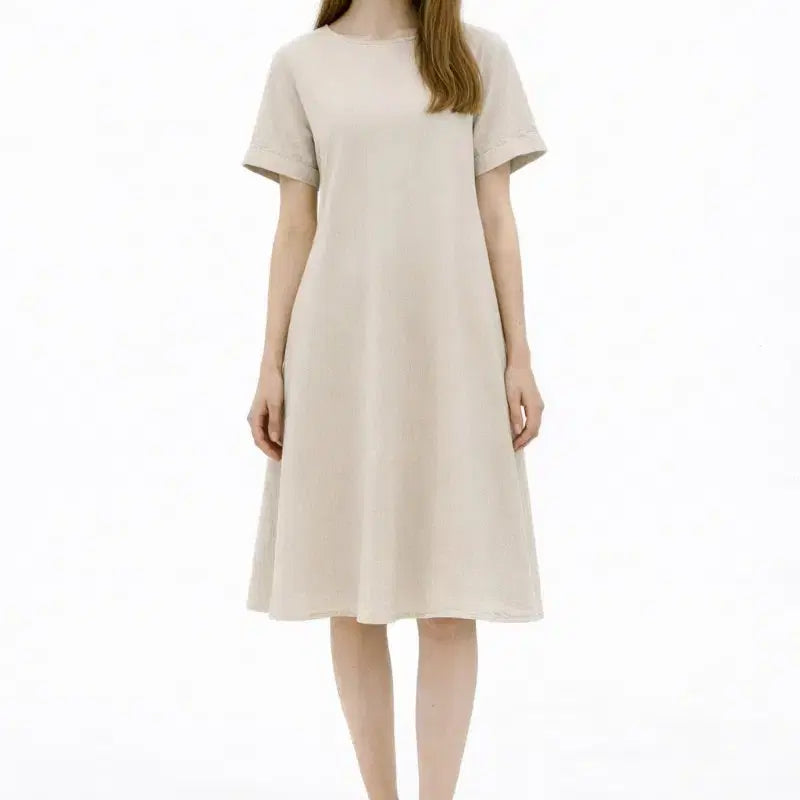 [SOLD OUT] [마리끌레르] 베이지 린넨 롱원피스