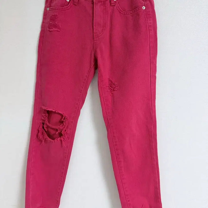 [BUNJANG] Abbey Lee Pink Denim Ripped Jeans / 애비리 리바 핑크 데님 찢청
