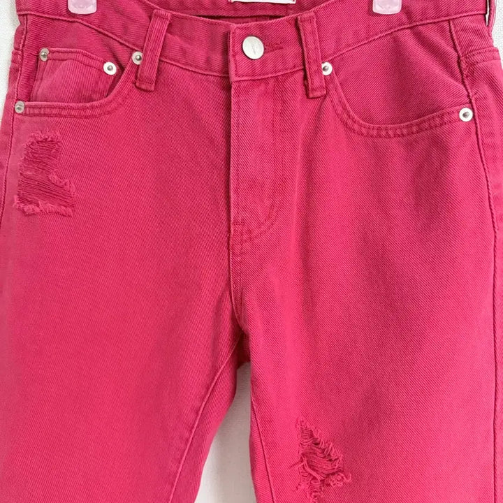 [BUNJANG] Abbey Lee Pink Denim Ripped Jeans / 애비리 리바 핑크 데님 찢청