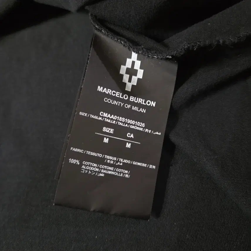 [BUNJANG] Marcelo Burlon Short Sleeve T-shirt (Black, M) / 마르셀로불론 반팔 티셔츠 M 블랙