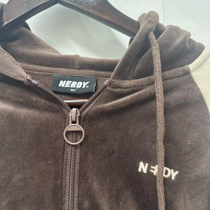 [BUNJANG] Nerdy Velvet Track Hooded Zip-up XS / [만원 아라비아빈티지]널디 벨벳 트랙 후드집업 XS