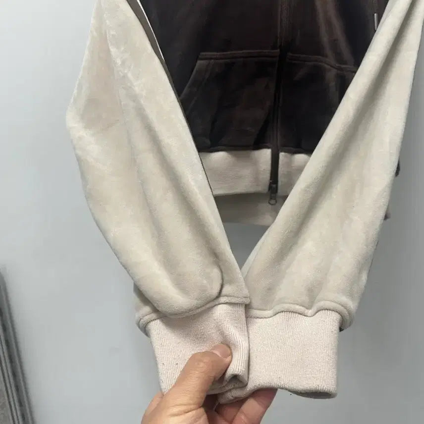 [BUNJANG] Nerdy Velvet Track Hooded Zip-up XS / [만원 아라비아빈티지]널디 벨벳 트랙 후드집업 XS