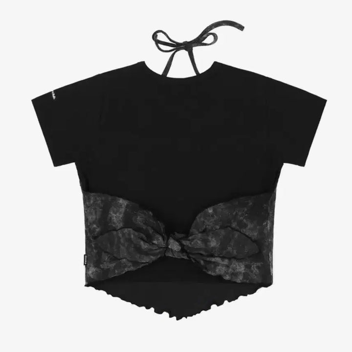 [BUNJANG] Fancy Club Tie-dye Layered T-shirt (Black) / 팬시클럽 타이다이 리본 레이어드 티 (BLACK)