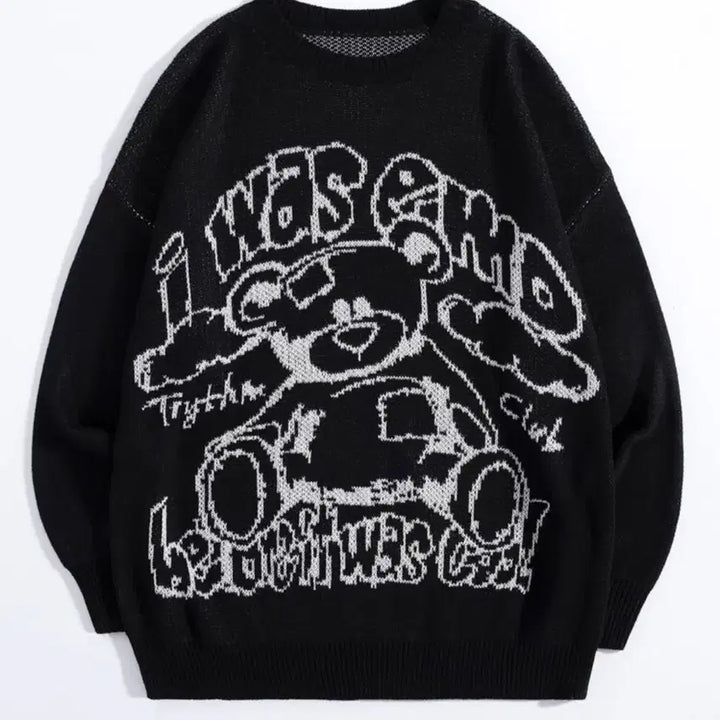 [BUNJANG] Bear Knit Sweater / 지뢰계 곰돌이 니트 양산형 양지뢰 고스로리 서브컬쳐 펑크 중성계