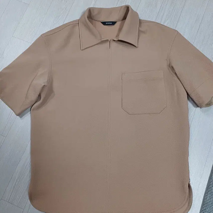 [BUNJANG] System Homme Beige Open Collar Short Sleeve Shirt / 시스템옴므 베이지 오픈카라 반팔 티셔츠 95사이즈