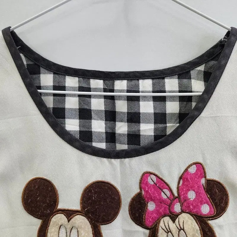 [SOLD OUT] 빈티지 키치 체크 미키마우스 에이프런 원피스 F