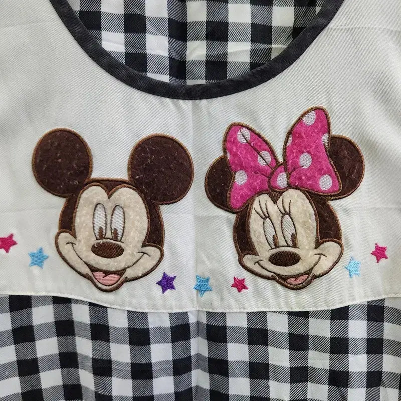 [SOLD OUT] 빈티지 키치 체크 미키마우스 에이프런 원피스 F