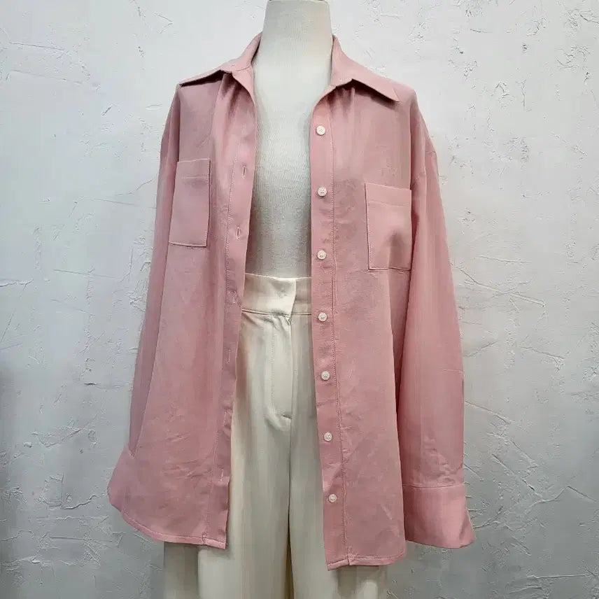 [BUNJANG] Pink Loose Fit Shirt Jacket / 봄신상 핑크 루즈핏 셔츠 자켓F
