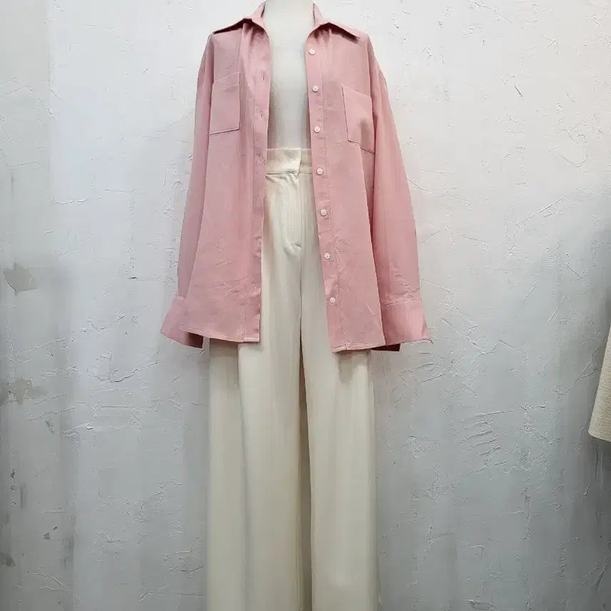 [BUNJANG] Pink Loose Fit Shirt Jacket / 봄신상 핑크 루즈핏 셔츠 자켓F