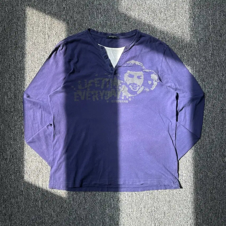 [BUNJANG] BangBang Henley Neck Layered Long Sleeve Shirt / 뱅뱅 헨리넥 레이어드 긴팔 슬리브