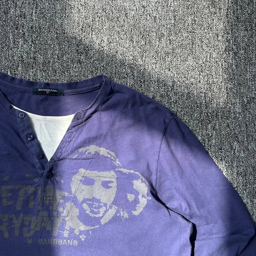 [BUNJANG] BangBang Henley Neck Layered Long Sleeve Shirt / 뱅뱅 헨리넥 레이어드 긴팔 슬리브