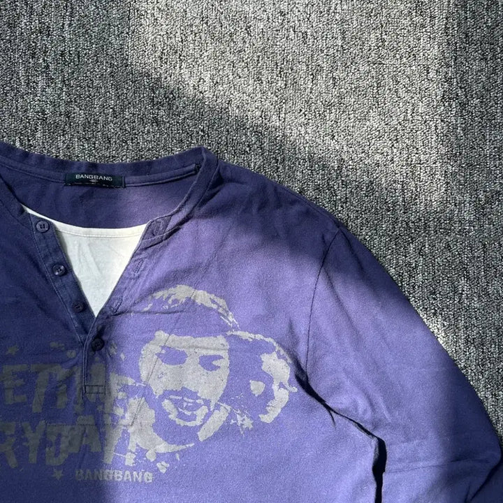 [BUNJANG] BangBang Henley Neck Layered Long Sleeve Shirt / 뱅뱅 헨리넥 레이어드 긴팔 슬리브