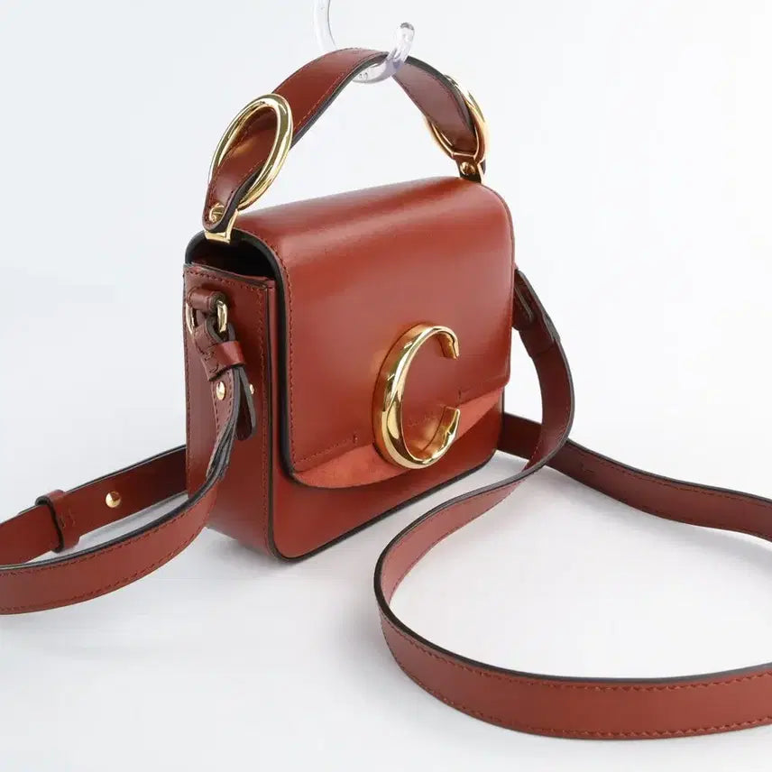 [BUNJANG] Chloé C Small Leather Bag Tote Shoulder Crossbody Bag Brown / 끌로에 C 스몰 레더 백 토트백 숄더백 크로스백 브라운