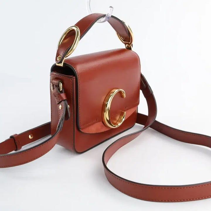 [BUNJANG] Chloé C Small Leather Bag Tote Shoulder Crossbody Bag Brown / 끌로에 C 스몰 레더 백 토트백 숄더백 크로스백 브라운