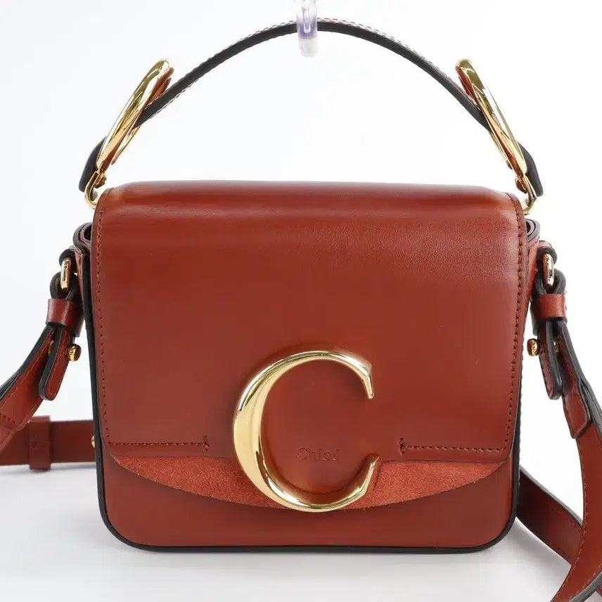 [BUNJANG] Chloé C Small Leather Bag Tote Shoulder Crossbody Bag Brown / 끌로에 C 스몰 레더 백 토트백 숄더백 크로스백 브라운