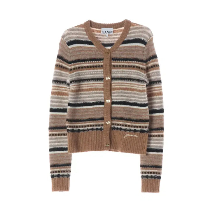 [BUNJANG] Ganni 24FW Striped Soft Alpaca Wool Cardigan Knit / 가니 24FW 스트라이프 소프트 알파카 울 가디건 니트