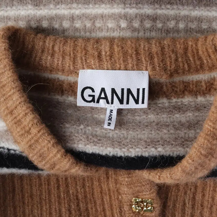 [BUNJANG] Ganni 24FW Striped Soft Alpaca Wool Cardigan Knit / 가니 24FW 스트라이프 소프트 알파카 울 가디건 니트