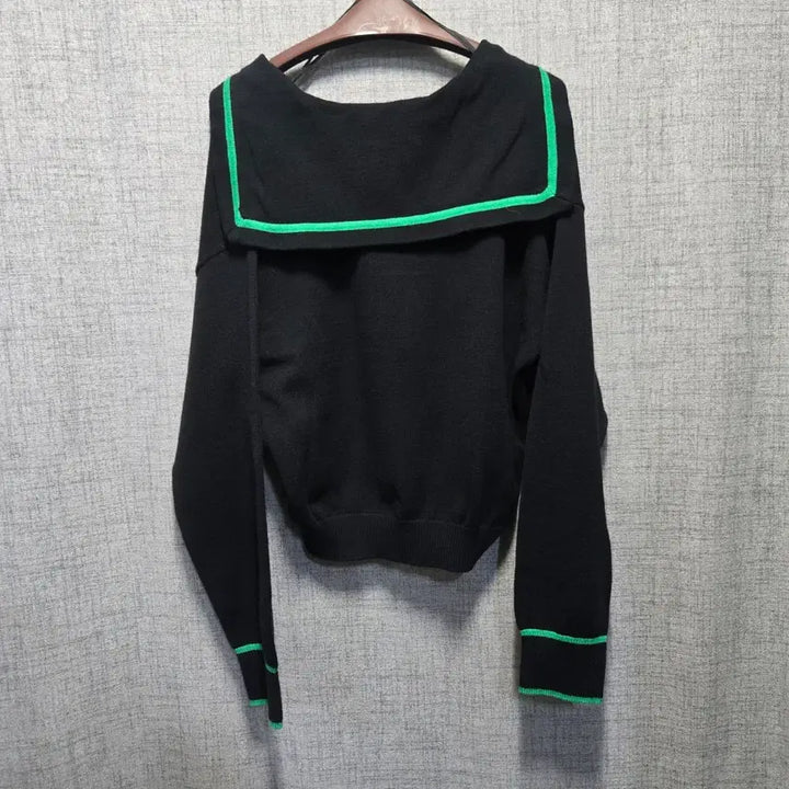 [BUNJANG] JUCY JUDY Sailor Collar Knit Top / 쥬시쥬디 블랙 세일러 카라 니트 그린 포인트 90