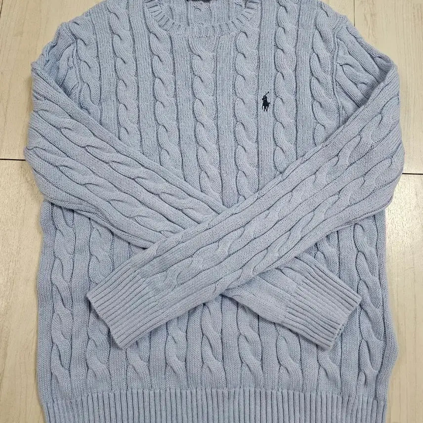 [BUNJANG] Polo Ralph Lauren Cable Knit Sweater - Sky Blue / 폴로 랄프로렌 케이블 니트 M사이즈 하늘색 팝니다