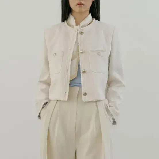 [BUNJANG] Lucirj Jane Tweed Jacket Ivory S / 루시르주 Jane 트위드 자켓 아이보리 S 새상품