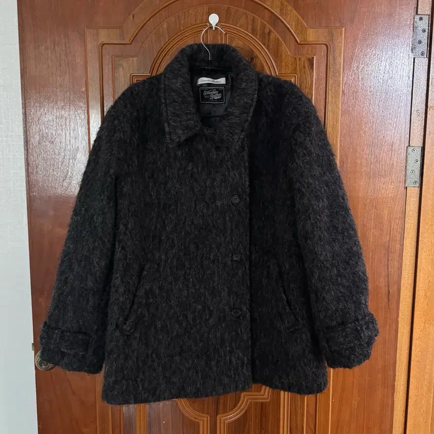 [BUNJANG] Somewherebut 헤어리 Wool Half Coat Charcoal / 썸웨어버터 헤어리 울 하프코트 차콜 실사o
