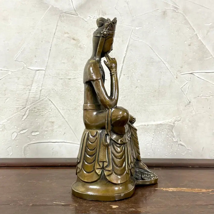 [BUNJANG] Maitreya Bodhisattva in Meditation Bronze Seated Statue / 미륵반가사유상 황동 좌불상