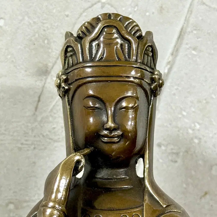 [BUNJANG] Maitreya Bodhisattva in Meditation Bronze Seated Statue / 미륵반가사유상 황동 좌불상