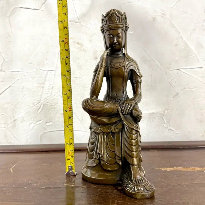 [BUNJANG] Maitreya Bodhisattva in Meditation Bronze Seated Statue / 미륵반가사유상 황동 좌불상