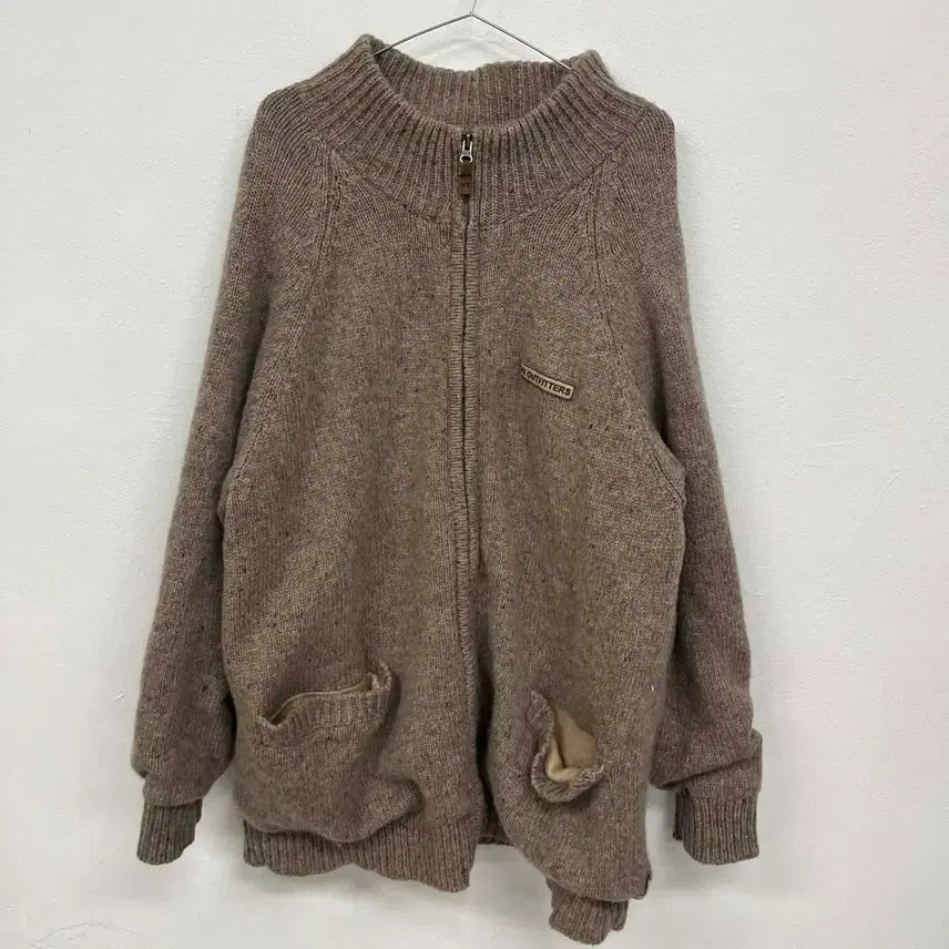 [BUNJANG] Vintage Old School Heavy Knit Zip-Up Jacket / Vintage 올드스쿨 헤비 니트 집업 자켓