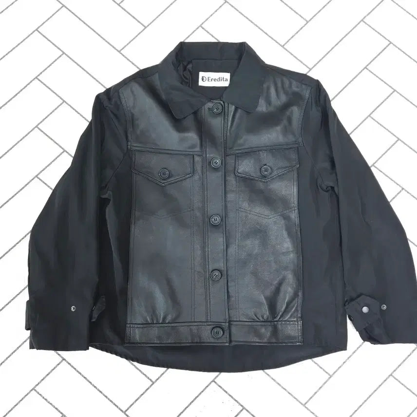 [BUNJANG] DEredita Lambskin Panel Jacket Black 90 / DEredita 에레디따 양가죽 패널 자켓 블랙 90