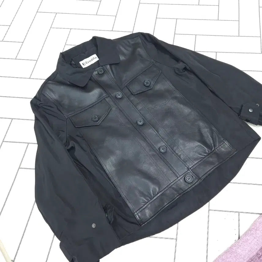 [BUNJANG] DEredita Lambskin Panel Jacket Black 90 / DEredita 에레디따 양가죽 패널 자켓 블랙 90