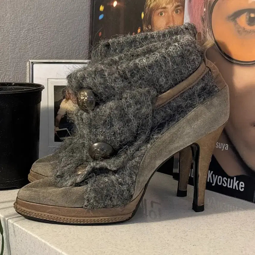 [BUNJANG] Jpn Napoleon Knit High Heels / Jpn 나폴레옹 니트 하이힐