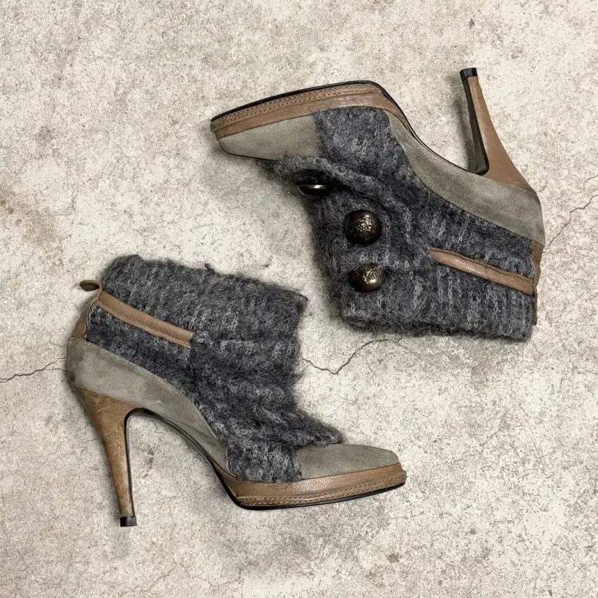 [BUNJANG] Jpn Napoleon Knit High Heels / Jpn 나폴레옹 니트 하이힐