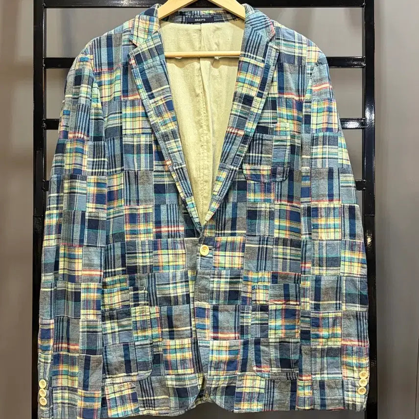 [BUNJANG] Hazzys Madras Check Patchwork Sport Coat / (100) 헤지스 마드라스 체크 패치워크 스포츠코트 4.9