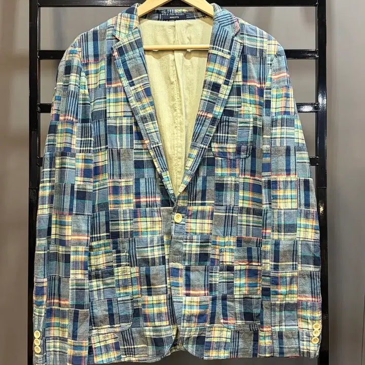 [BUNJANG] Hazzys Madras Check Patchwork Sport Coat / (100) 헤지스 마드라스 체크 패치워크 스포츠코트 4.9