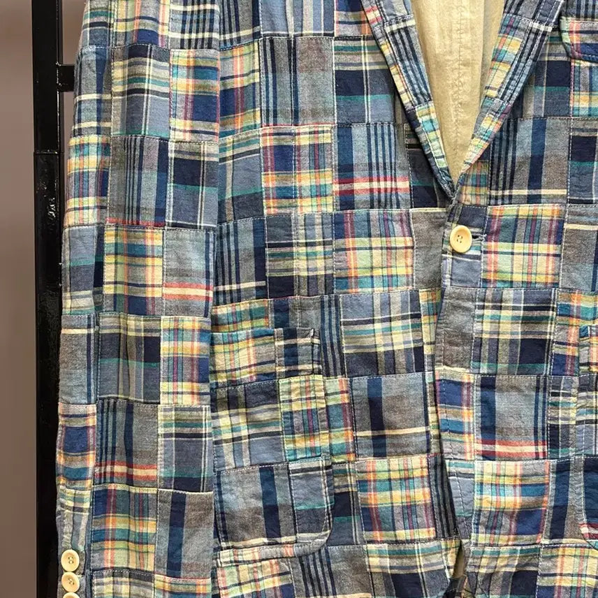 [BUNJANG] Hazzys Madras Check Patchwork Sport Coat / (100) 헤지스 마드라스 체크 패치워크 스포츠코트 4.9