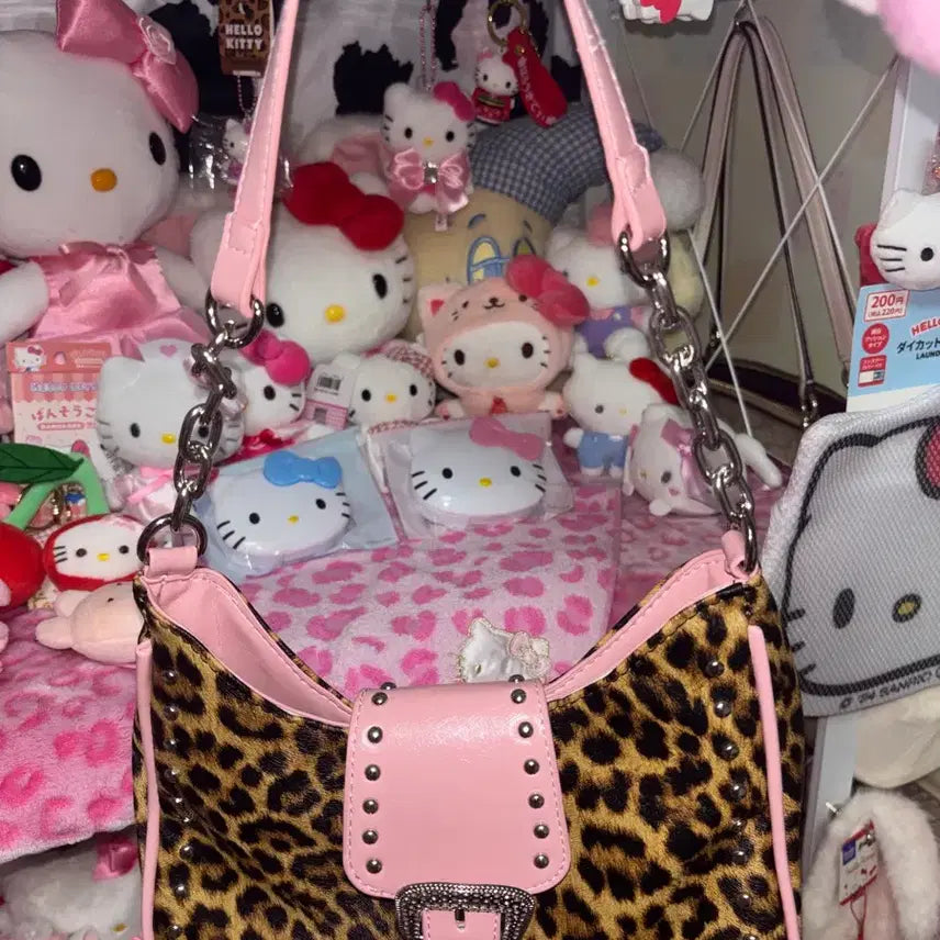 [BUNJANG] SHEIN Leopard Pink Chain Shoulder Bag / 쉬인 레오파드 핑크 체인 백