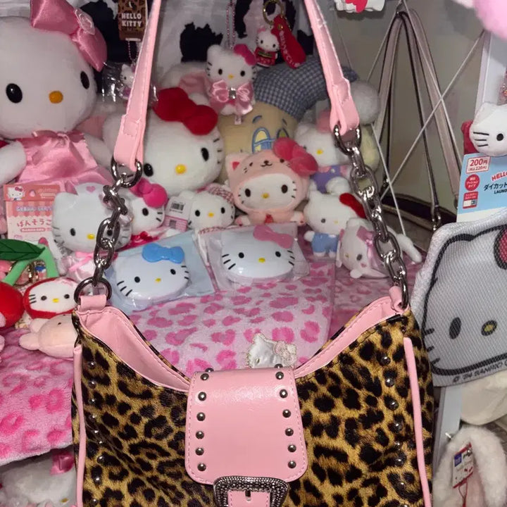 [BUNJANG] SHEIN Leopard Pink Chain Shoulder Bag / 쉬인 레오파드 핑크 체인 백