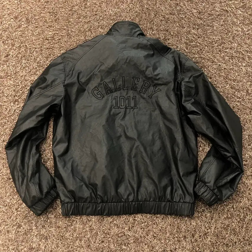 [BUNJANG] F 1011 Gallery Embroidered Logo Leather Two-Way Zip-Up Jacket / F 1011갤러리 자수 로고 레더 투웨이 집업 자켓