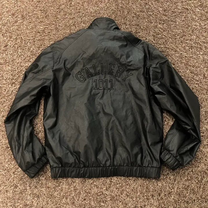 [BUNJANG] F 1011 Gallery Embroidered Logo Leather Two-Way Zip-Up Jacket / F 1011갤러리 자수 로고 레더 투웨이 집업 자켓