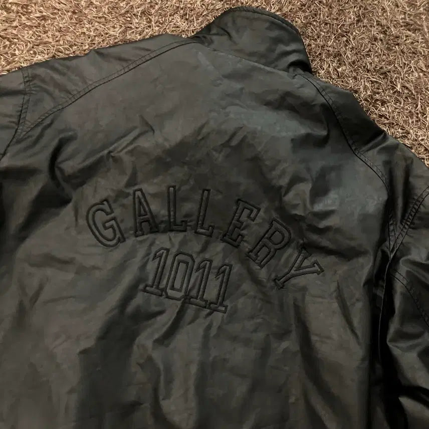 [BUNJANG] F 1011 Gallery Embroidered Logo Leather Two-Way Zip-Up Jacket / F 1011갤러리 자수 로고 레더 투웨이 집업 자켓