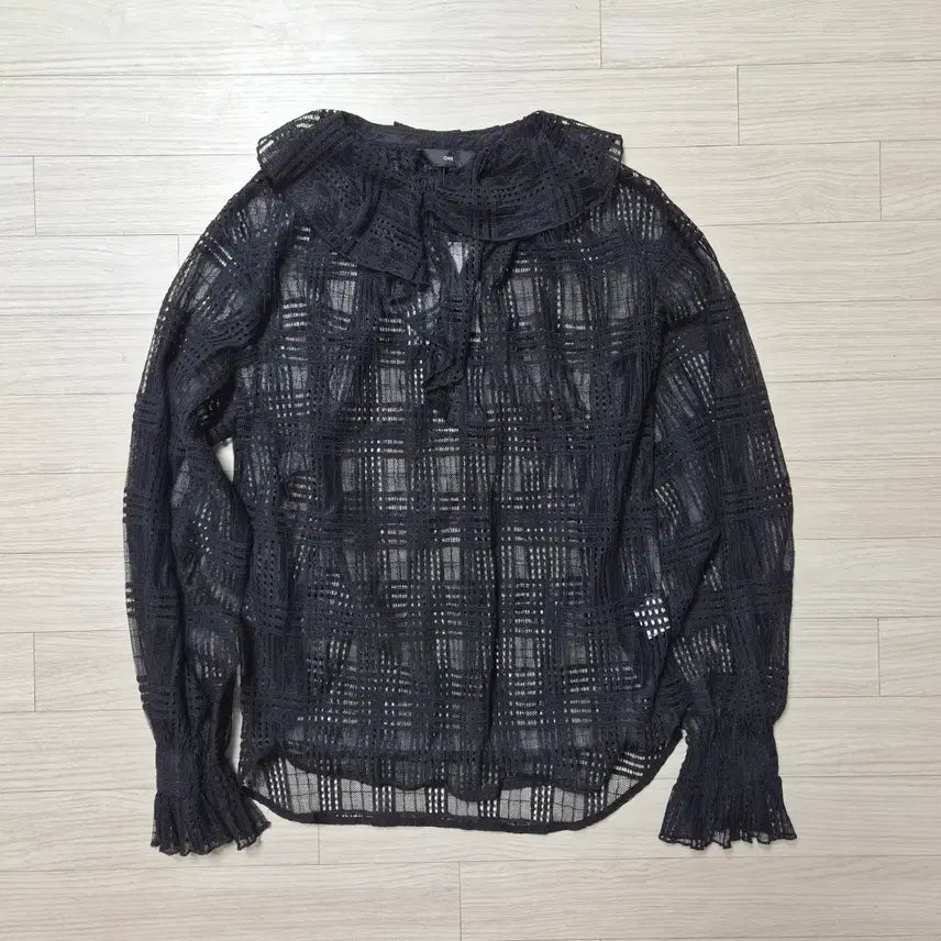 [BUNJANG] ORR Lace Check Blouse / ORR레이스 체크 블라우스 블랙
