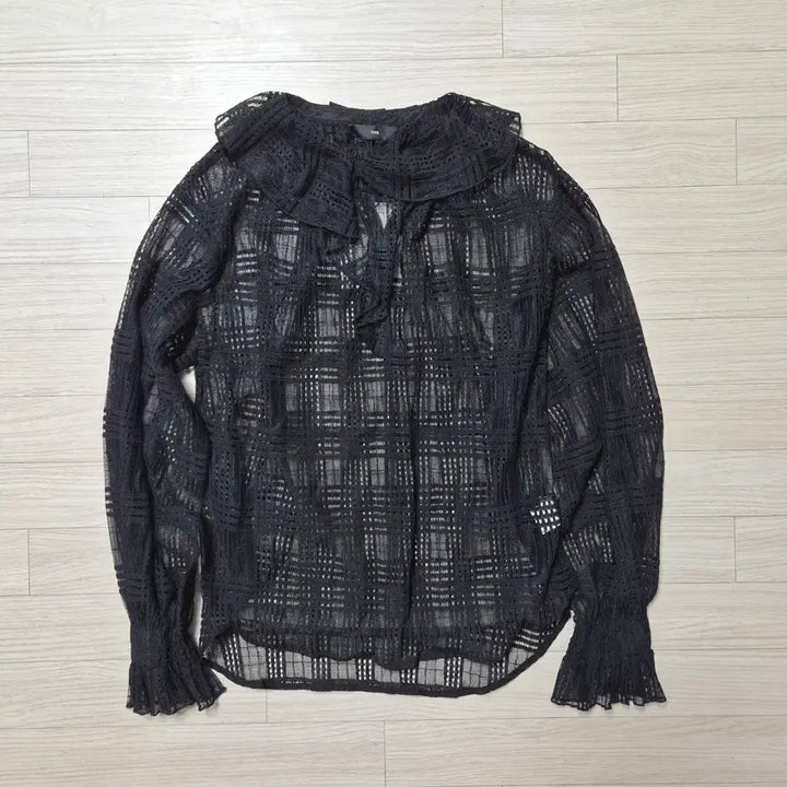 [BUNJANG] ORR Lace Check Blouse / ORR레이스 체크 블라우스 블랙